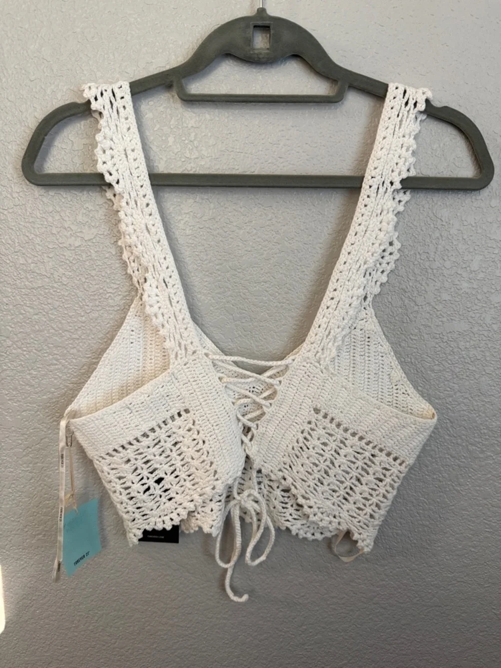 Forever 21 White Crochet V-Neck Camisole Bralette